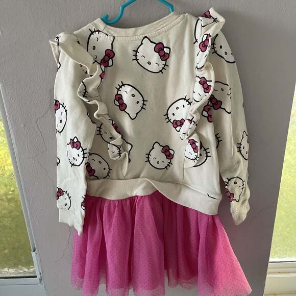 Girls Hello Kitty Ruffle Sweatshirt Dress with Pink Tulle Skirt size 6 - Picture 4 of 5